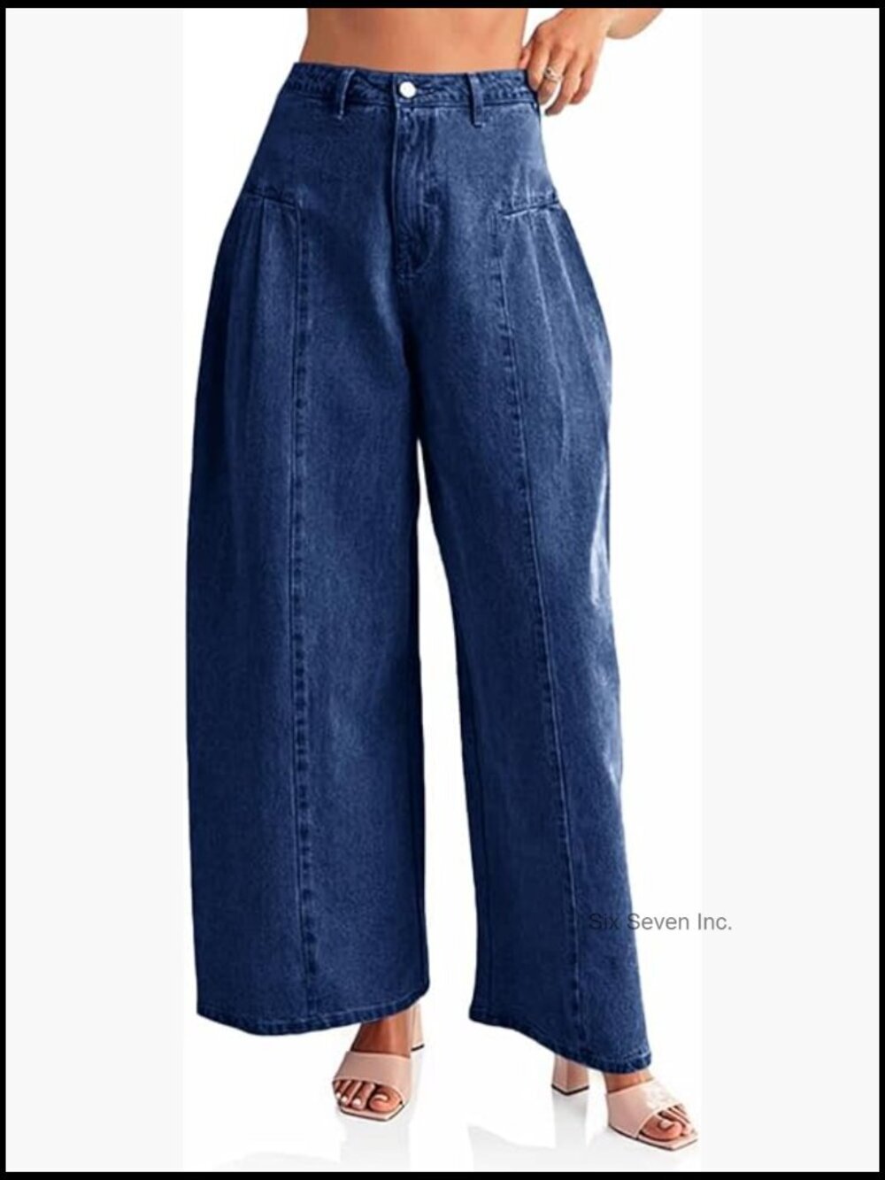 Baggy High Waisted Jeans Wide Leg Side Pleated Denim Pants